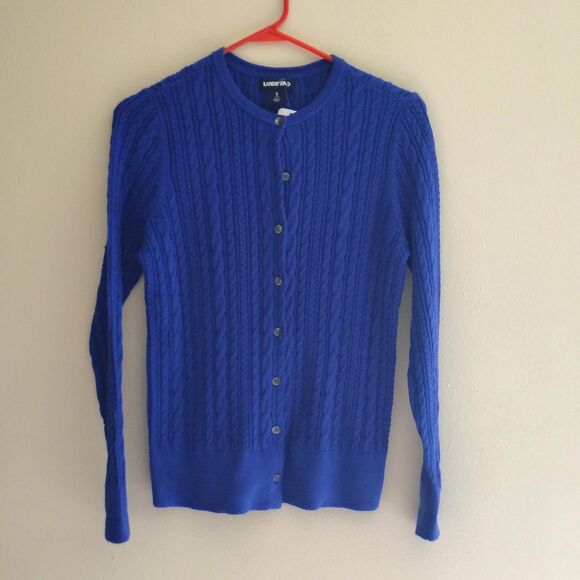 Lands' End Royal Blue Cardigan Sweater S Excellent - Picture 1 of 4